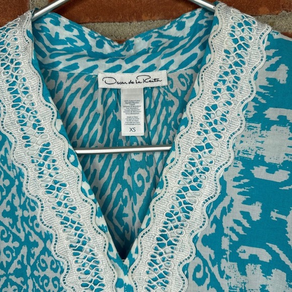 Oscar De La Renta blue cotton shift dress - Picture 3 of 4